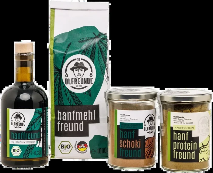 Bio Hanfset (1x Hanföl + 1x Hanfmehl + 1x Hanfprotein + 1x Trinkschokolade mit Hanf)