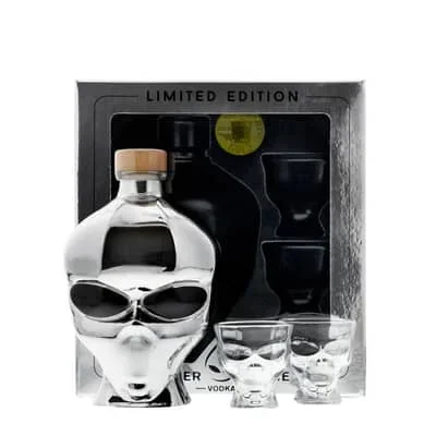 Outerspace Vodka Chrome Edition 70cl Set mit 2 Shotgläser