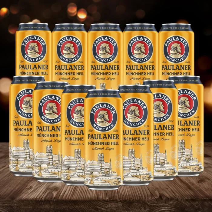Paulaner Munchner Hell Premium German Lager 500ml Cans – 4.9% ABV (multipack)