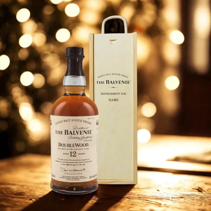 Personalised Balvenie Whisky Gift Set in Wooden Box – 40% ABV (70cl)