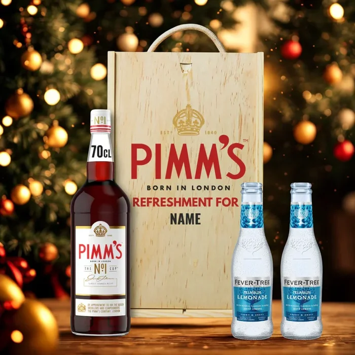 Personalised Pimm’s No.1 Cup Liqueur with Fever Tree Lemonade Gift Set – 70cl (25% ABV)