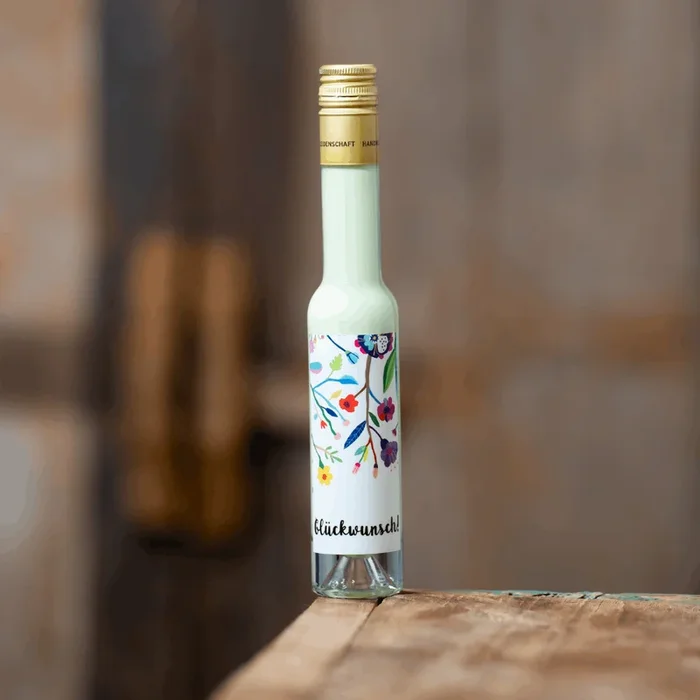 ? Pistazien Sahnelikör I Motiv-Flasche „Glückwunsch“ ?
