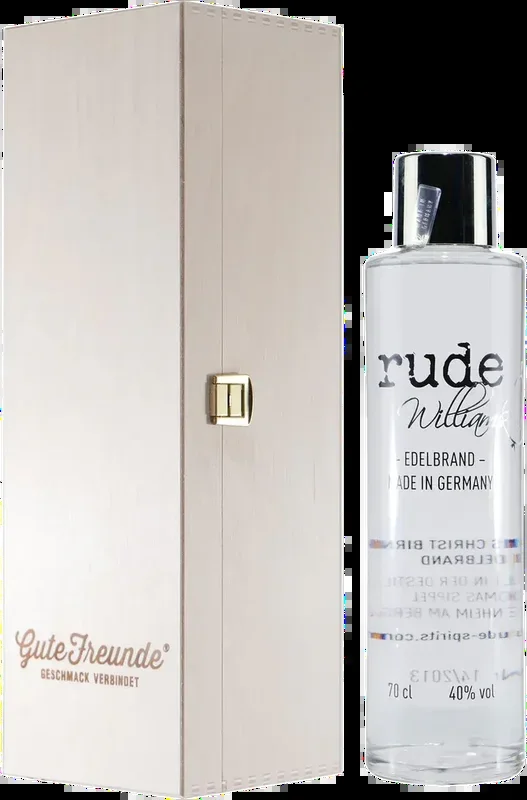 rude Williams Edelbrand fruit brandy with wooden gift box