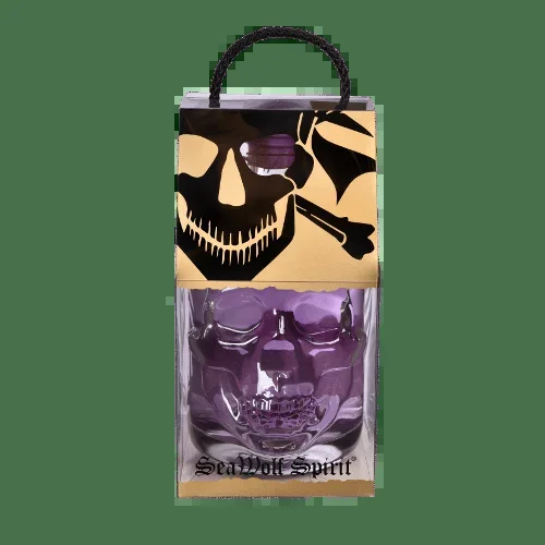 SeaWolf Spirit® PURPLE GIN – Piratenflasche in Klarsicht-Geschenkpackung