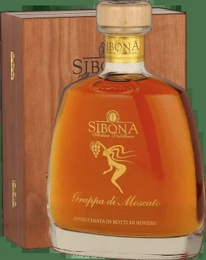 Sibona Grappa di Moscato Invecchiata in der Holzkiste