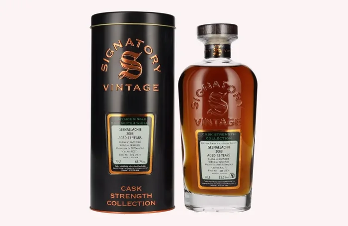 Signatory Vintage GLENALLACHIE 13 Years Old Cask Strength 2008 63,7% Vol. 0,7l in Tinbox