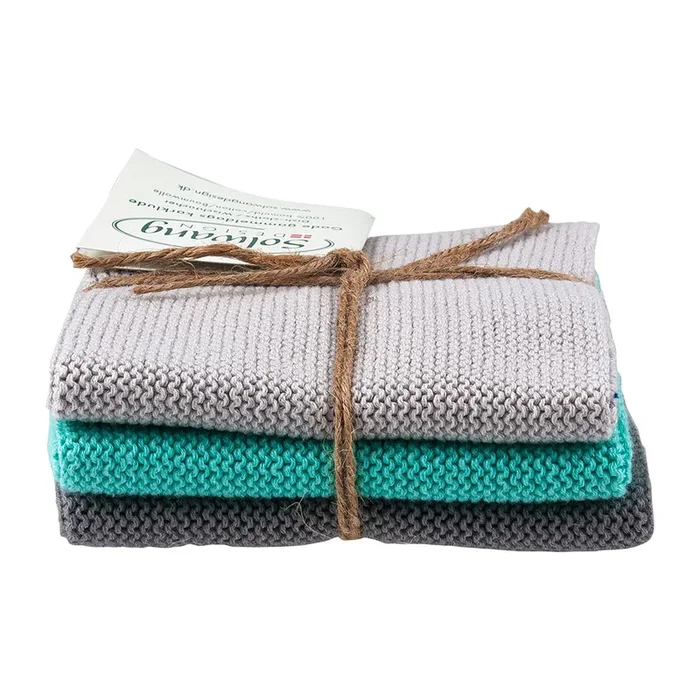 Solwang | Wischtücher 3er Set | Grau Aqua Kombi