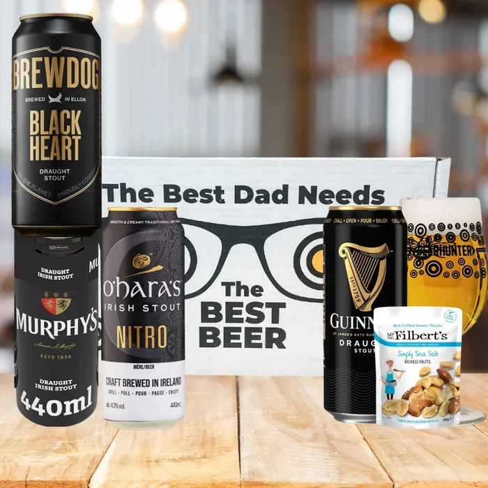 Stout Beer ‚Best Dad‘ 4 Can Gift Pack with Glass