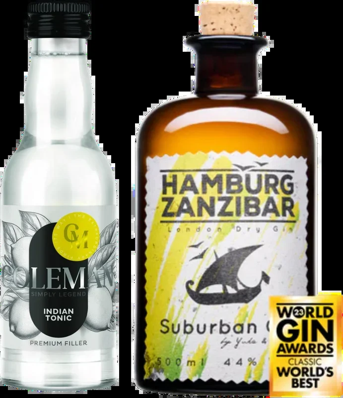 Suburban Gin Bundle (1x London Dry Gin + 1x Coleman Indian Tonic Water + 1x tumbler glass)