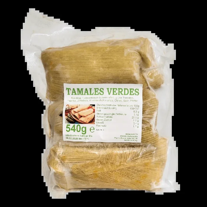 Tamales (gekühlt) mit Schweine- und Hühnerfleisch und Salsa Verde von Käserei Südamerika 540 g (3 St.)