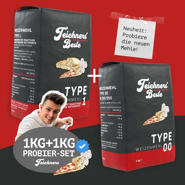 Teichners Beste | Probier-Set Weizenmehl „Type 1 & Type 00“ | 1kg+1kg