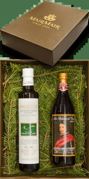 Terre Francescane Geschenkset Olivenöl Nobilis + Aceto Balsamico di Modena Gold del Duca