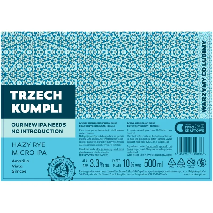 THREE BUDDIES HAZY RYE MICRO IPA – OUR NEW IPA HAZY IPA