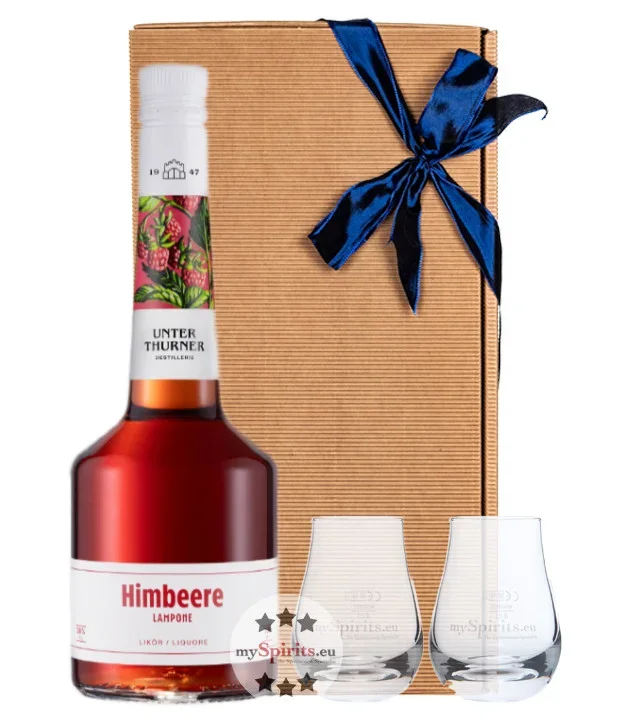 Untherthurner Himbeerlikör Geschenkset mit Gläsern