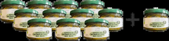 Vorratspack gefüllte Bio Weinblätter (11x Weinbläter + 1x GRATIS)