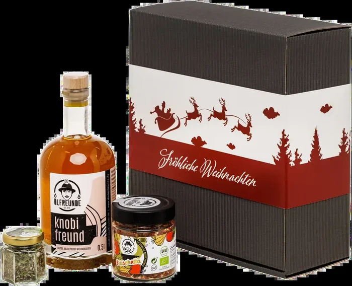 Weihnachtsbox Santa Clause (1x Knoblauchöl + 1x Gewürzmischung + 1x Kräutersalz)