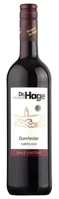 Wein Saale Unstrut Rotwein Dornfelder 2023 halbtrocken Weingut Dr.Hage Deutscher Qualitätswein