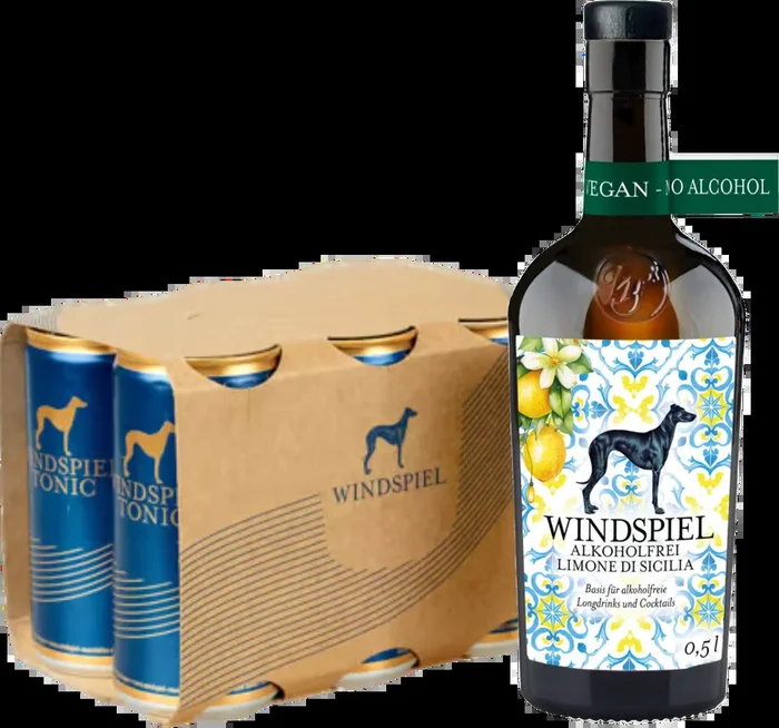 Windspiel Alkoholfrei Limone Di Sicilia & Tonic Set (1x alkoholfreie Limoncello-Alternative + 6x Tonic Water)