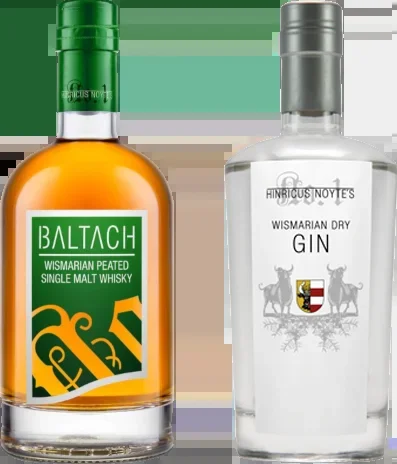 Wismarian Power – 2x Craft Spirituosen (1x BALTACH Wismarian Single Malt Whisky + 1x Wismarian Dry Gin)