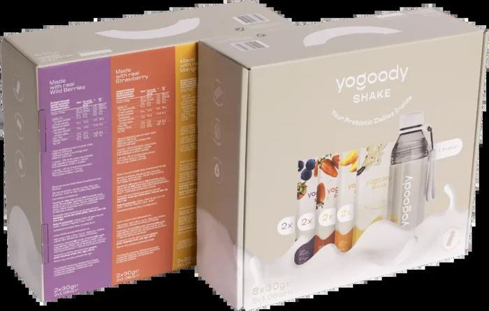 YOGOODY Shake Experience Pack (2x strawberry + 2x mango + 2x wild berry + 2x vanilla + 1 shaker)